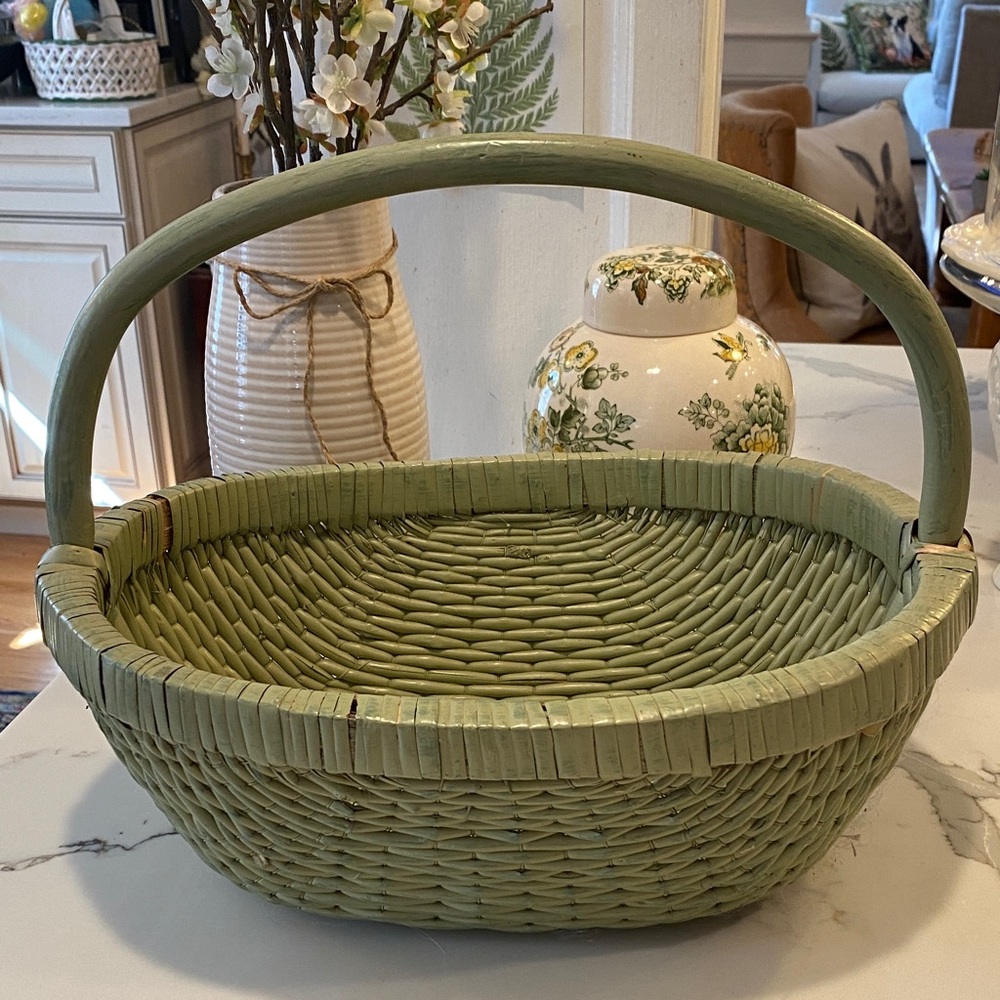 Green Woven Wicker Basket